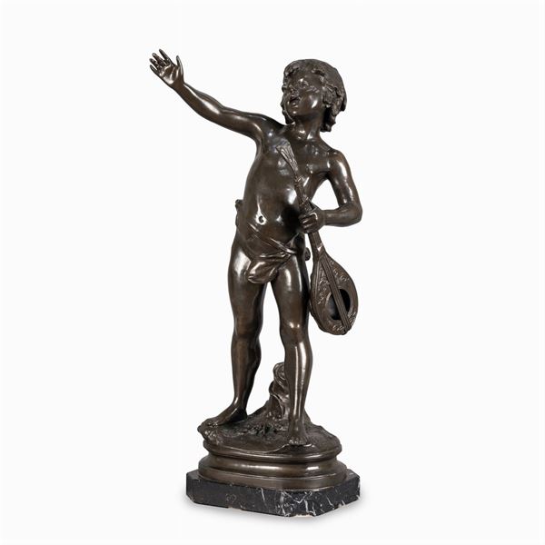 Auguste Moreau after, scultura in bronzo brunito