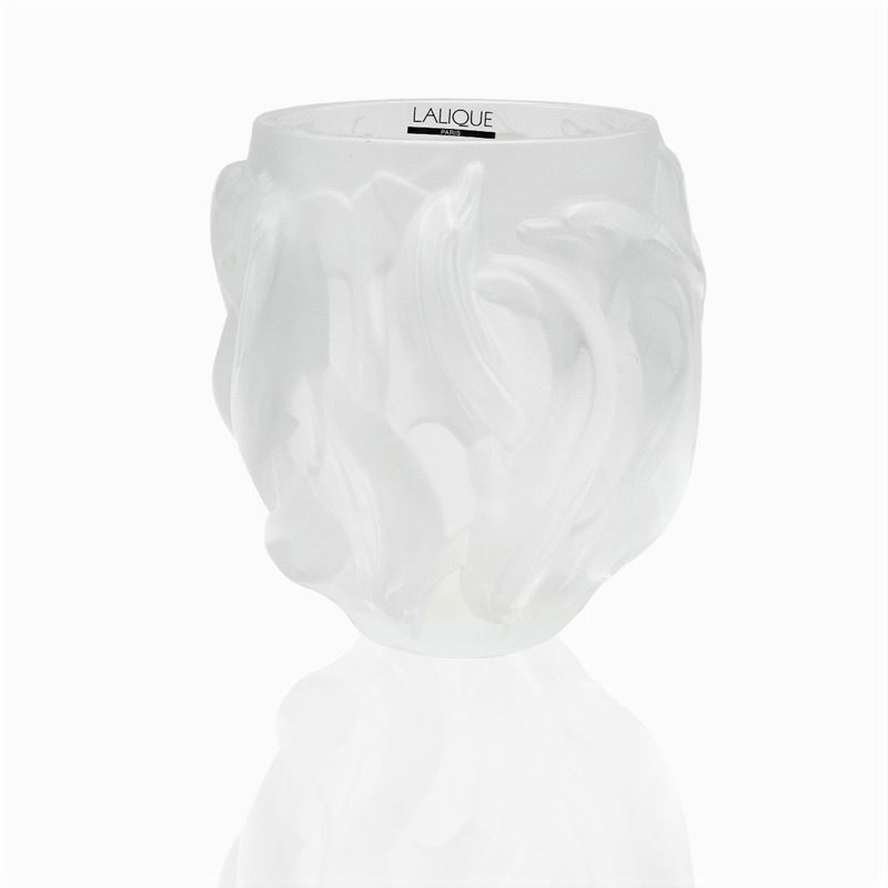 Lalique, Vaso in Vetro Trasparente Mod. Dauphins