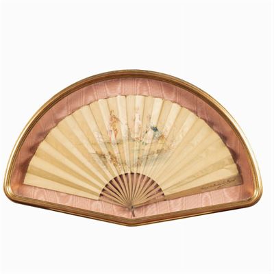 Ventaglio in Legno e Carta Dipinta