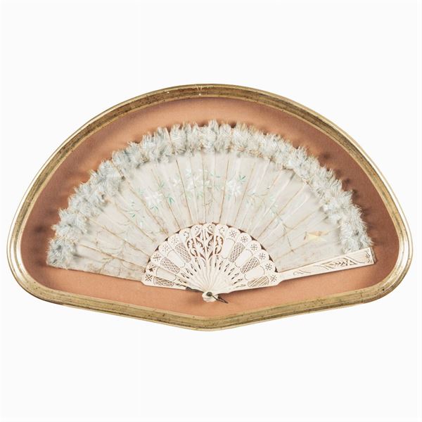 Bone and painted fabric fan