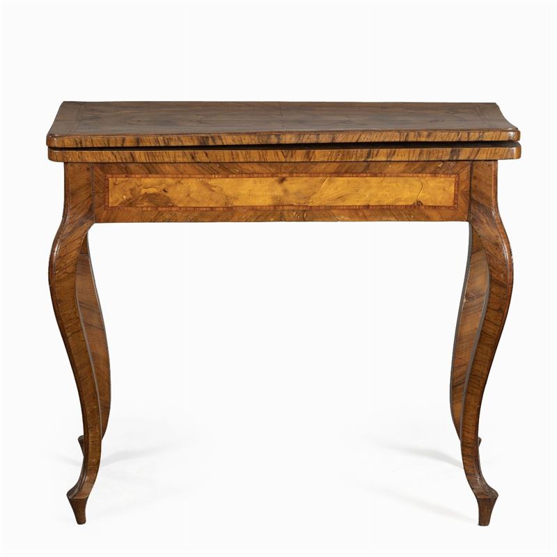 Tavolo da Gioco in Legno di Ulivo e Filettato in Bois De Rose
