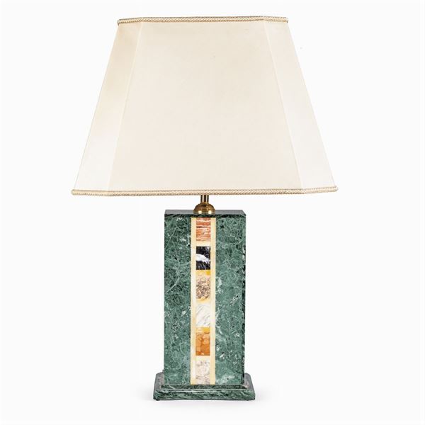 Polychrome marble table lamp