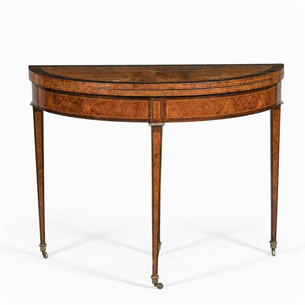 Demi-lune game table  (France, 19th century)  - Auction From Important Roman Collections - Colasanti Casa d'Aste