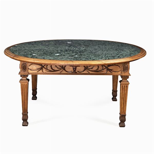 Circular wood and marble table (9)