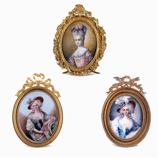 Gruppo di miniature (3)  (Francia, XIX-XX Sec.)  - Asta Dipinti Antichi, Arredi, Sculture e Oggetti d'Arte - Colasanti Casa d'Aste