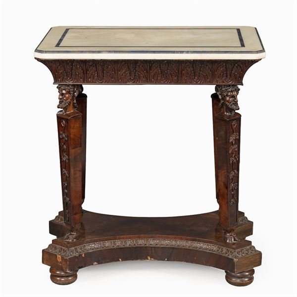 Mahogany and marble centerpiece table