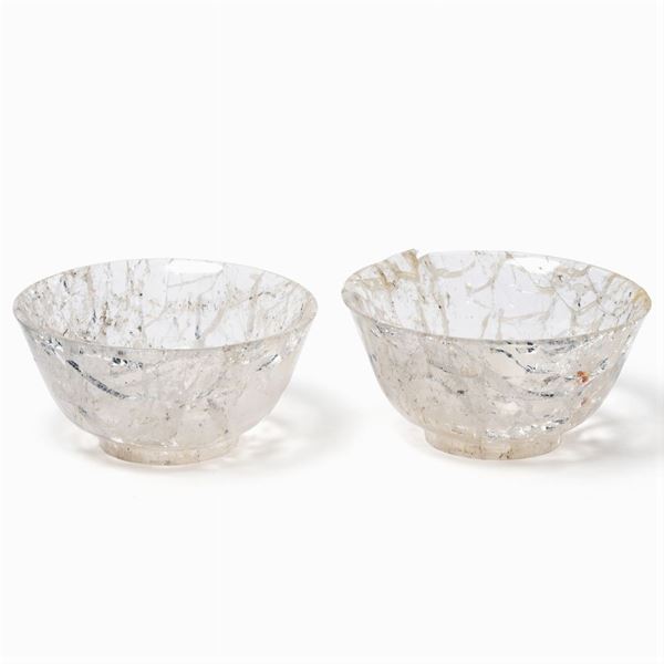 Coppia di bowls in cristallo di rocca