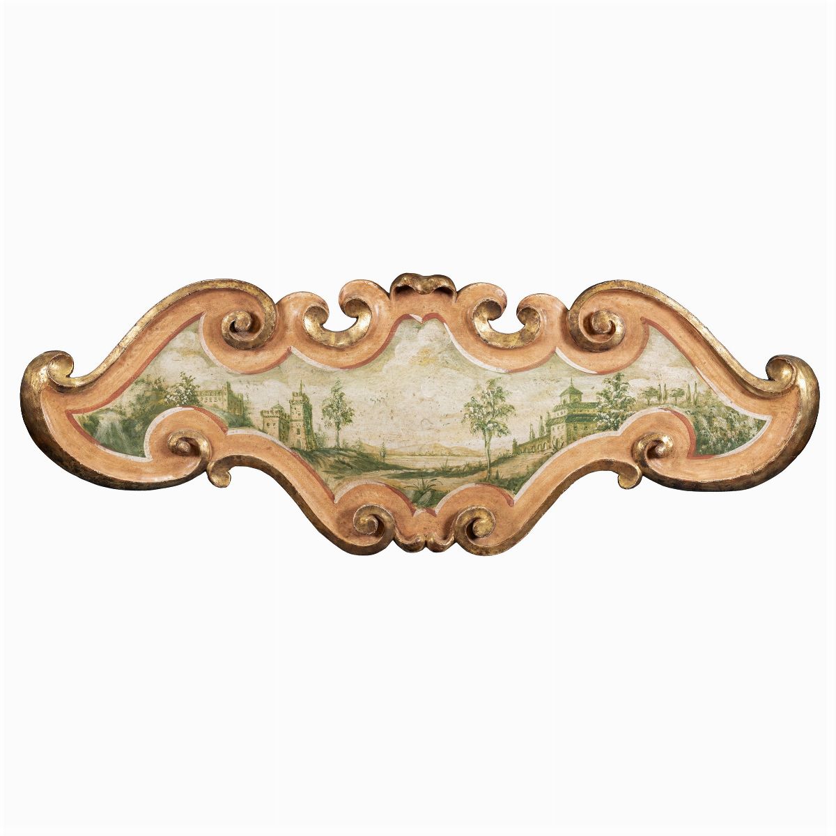 Coppia di Fregi in Legno Laccato e Dorato