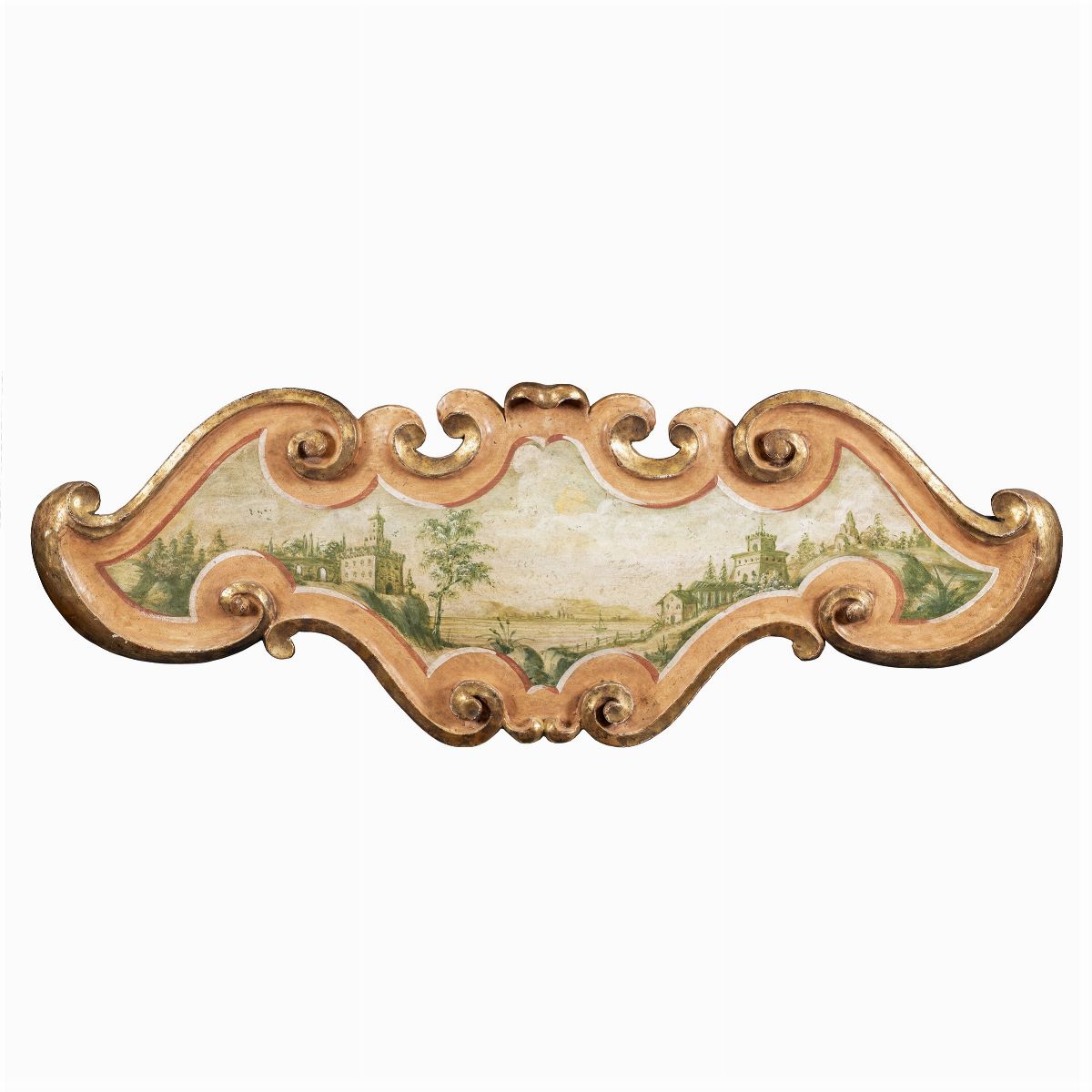 Coppia di Fregi in Legno Laccato e Dorato