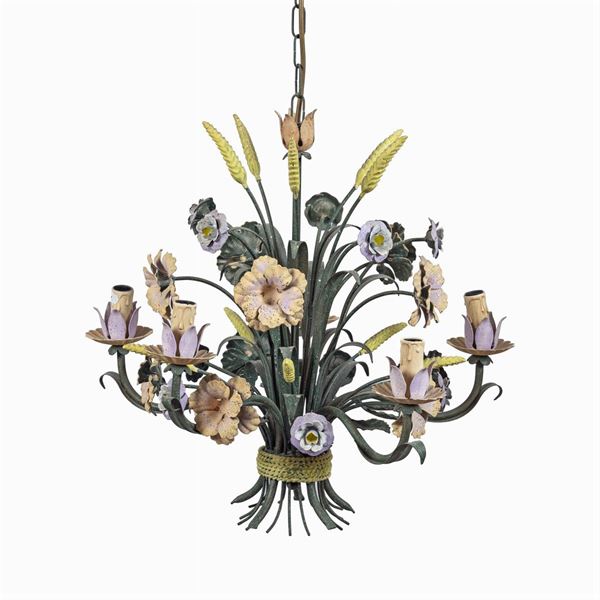 5 lights painted iron chandelier