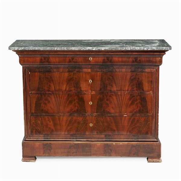 Mahogany and marble commode  (France, 19th century)  - Auction Old Master Paintings, Furniture, Sculpture and  Works of Art - Colasanti Casa d'Aste
