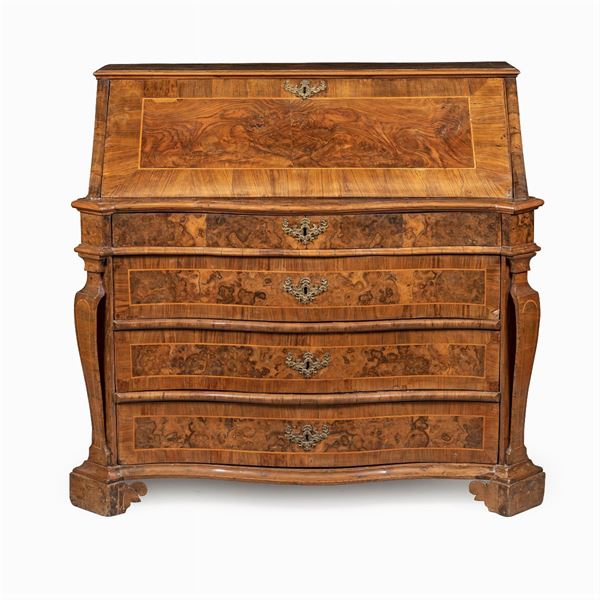 Walnut and briar wood Drop-leaf cabinet