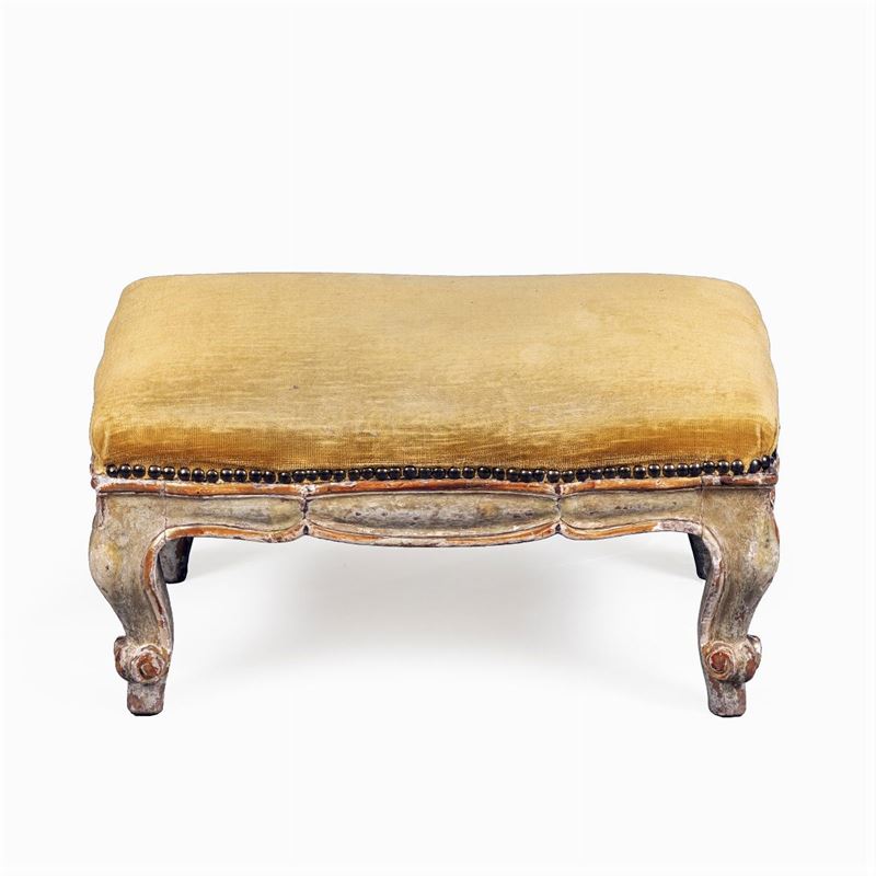 Poggiapiedi in Legno Laccato e Dorato
