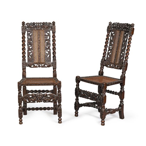Pair of wood and Vienna straw chairs  (England, 18th-19th Century)  - Auction Old Master Paintings, Furniture, Sculpture and  Works of Art - Colasanti Casa d'Aste