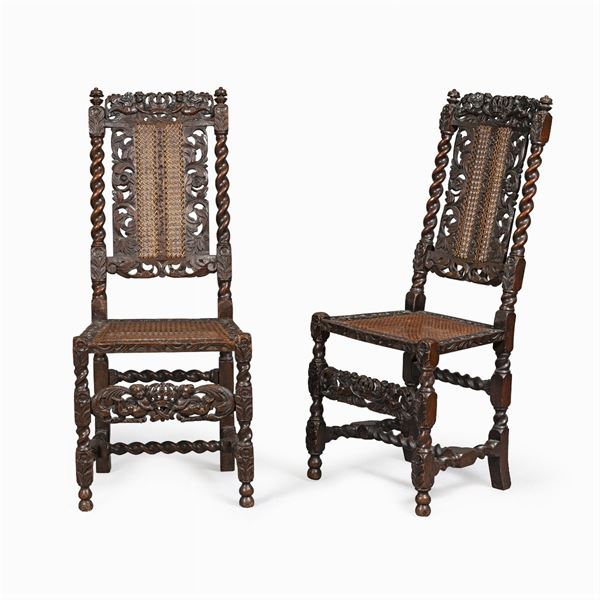 Coppia di sedie in legno  (Inghilterra. XVIII-XIX Sec.)  - Asta Dipinti Antichi, Arredi, Sculture e Oggetti d'Arte - Colasanti Casa d'Aste