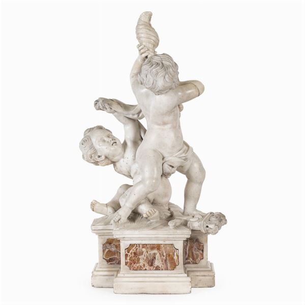 Gruppo in marmo bianco  (Roma, XVIII Sec.)  - Asta Dipinti Antichi, Arredi, Sculture e Oggetti d'Arte - Colasanti Casa d'Aste