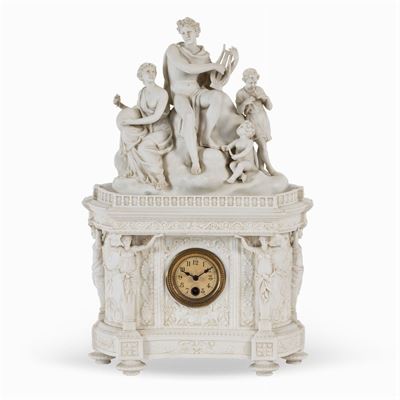 Karl Ens Volkstedt, Orologio da Tavolo in Porcellana Biscuit