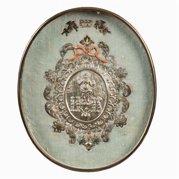 Silver-plated metal and coral plaque  (Southern Italy, 18th century)  - Auction Old Master Paintings, Furniture, Sculpture and  Works of Art - Colasanti Casa d'Aste