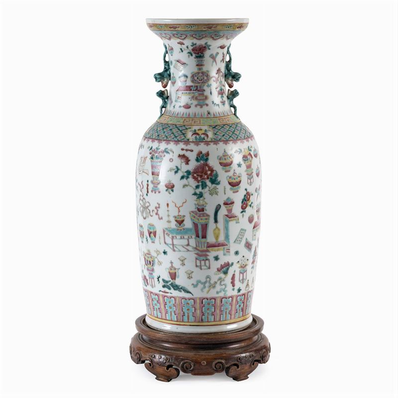 Vaso Famiglia Rosa in Porcellana Policroma