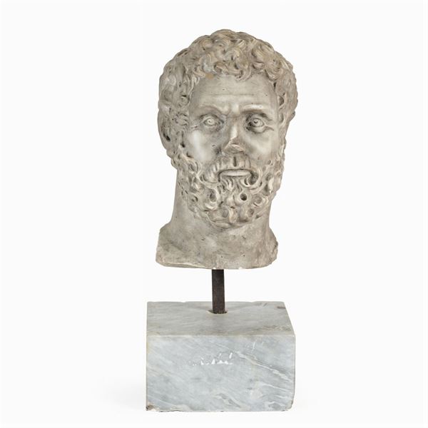 Head of a philosopher in white marble