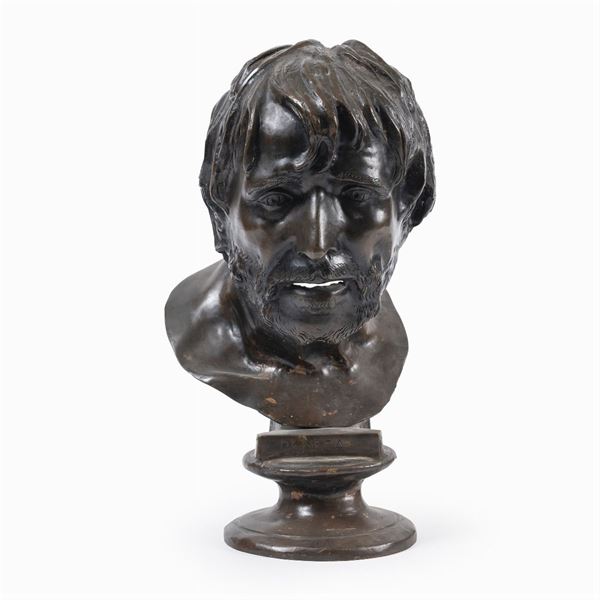 Patinated bronze head  (20th century)  - Auction Old Master Paintings, Furniture, Sculpture and  Works of Art - Colasanti Casa d'Aste