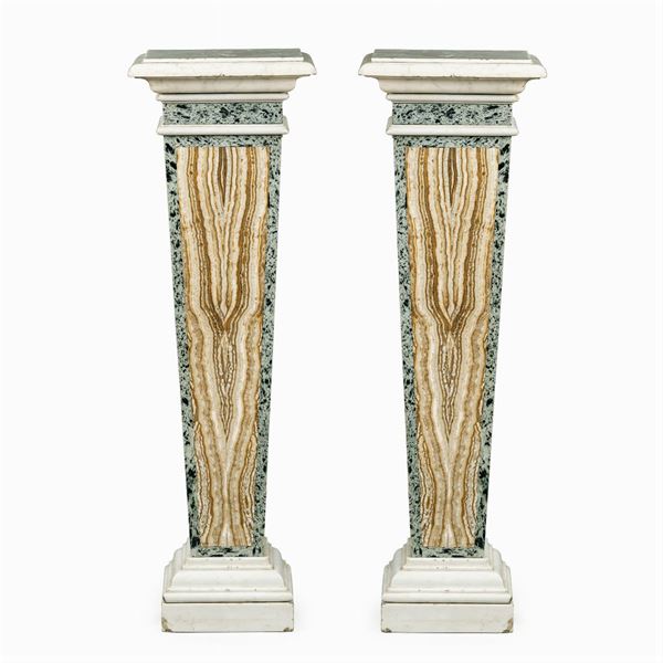 Pair of white Carrara marble herms  (20th century)  - Auction Old Master Paintings, Furniture, Sculpture and  Works of Art - Colasanti Casa d'Aste
