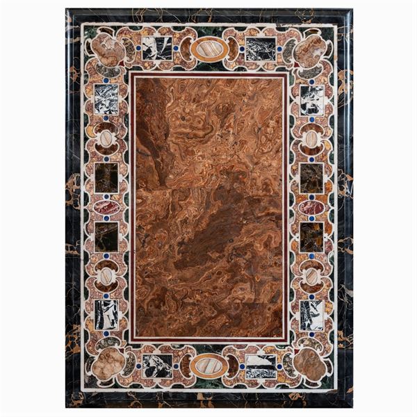 Rectangular polychrome marble top