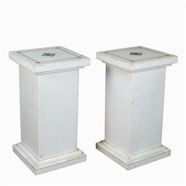 Pair of white marble bases
