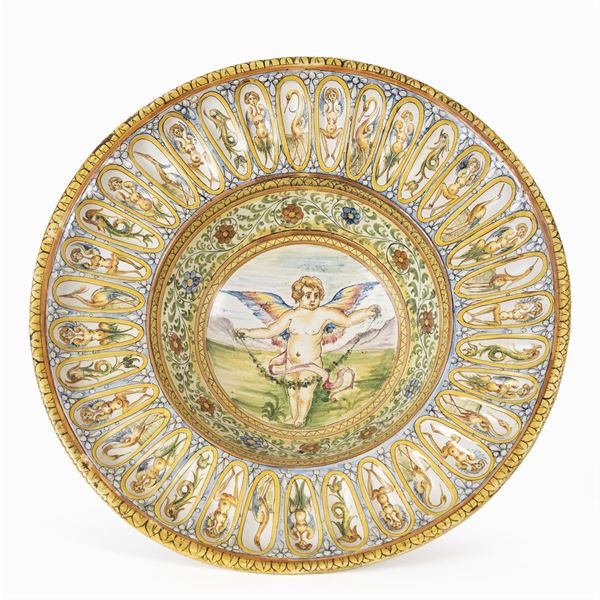 Large ceramic wall plate  (Central Italy, 19th - 20th century)  - Auction Old Master Paintings, Furniture, Sculpture and  Works of Art - Colasanti Casa d'Aste