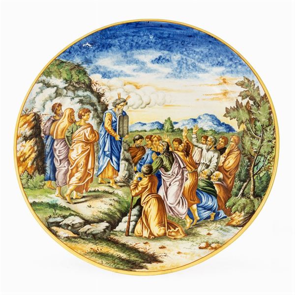 Grande piatto da parete in ceramica  (Pesaro 1910-1915)  - Asta Dipinti Antichi, Arredi, Sculture e Oggetti d'Arte - Colasanti Casa d'Aste