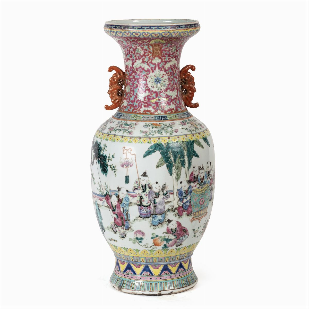 Vaso a Balaustro in Porcellana Famiglia Rosa