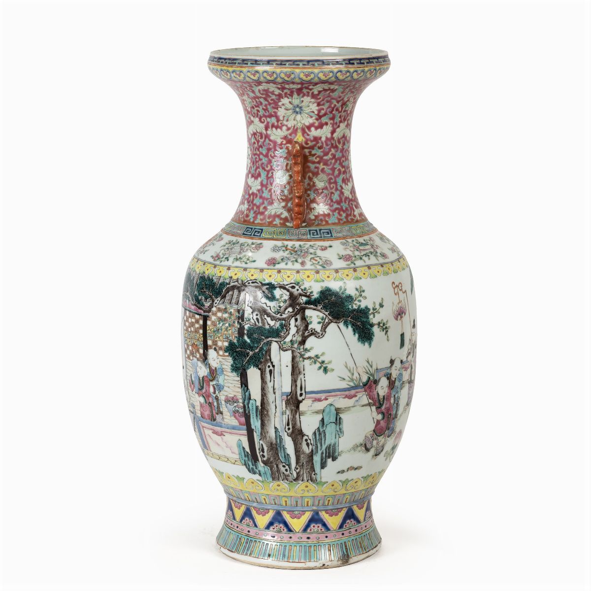 Vaso a Balaustro in Porcellana Famiglia Rosa