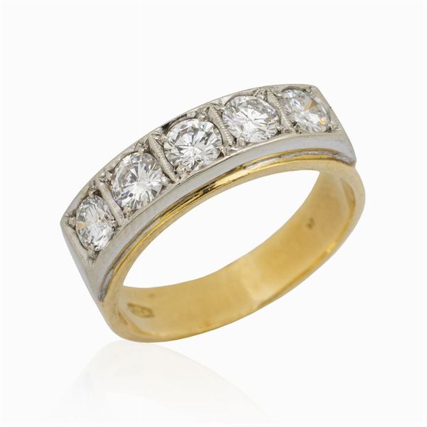 Five diamond rivière ring
