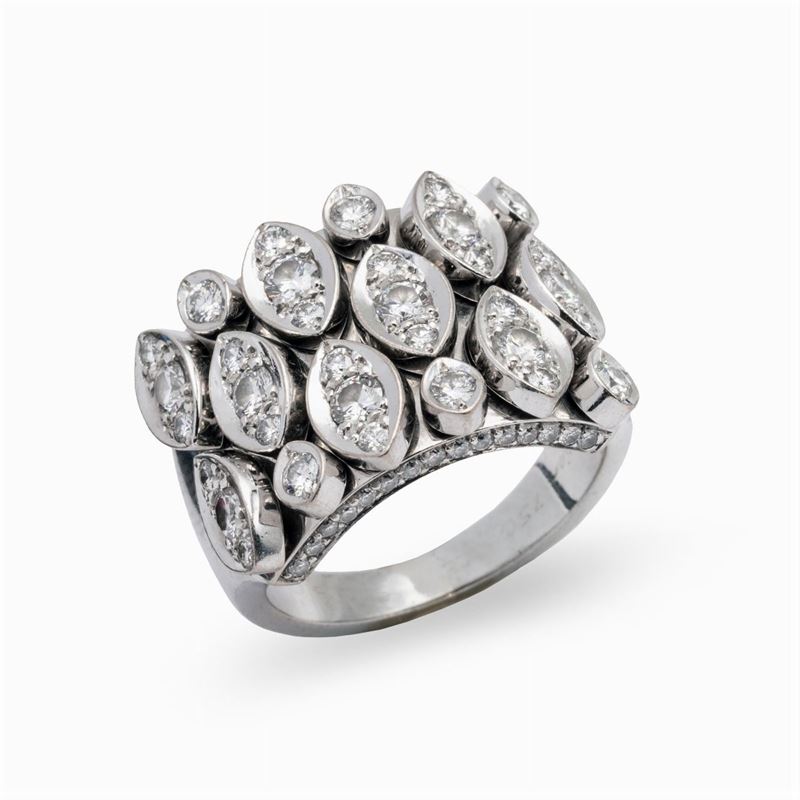 Cartier, Anello En Tremblant in Oro Bianco 18kt e Diamanti
