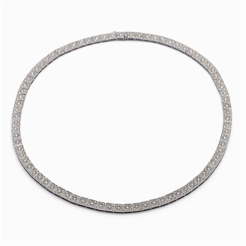 Collana Rivière in Oro Bianco 18kt e Diamanti
