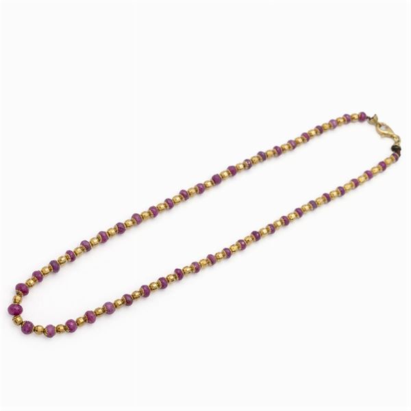 18kt yellow gold and rubies necklace