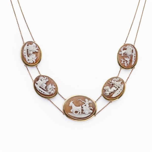 18kt yellow gold cameos necklace  (late 19th century)  - Auction Fine Jewels Watches Fashion Vintage - Colasanti Casa d'Aste