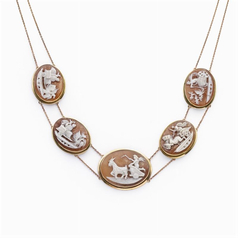 Collana Cammei in Oro Giallo 18kt