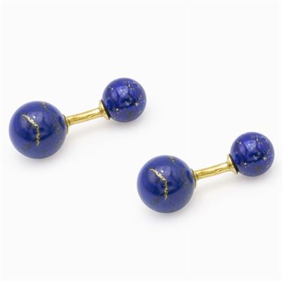 Gemelli Sfere in Oro Giallo 18kt e Lapislazzulo