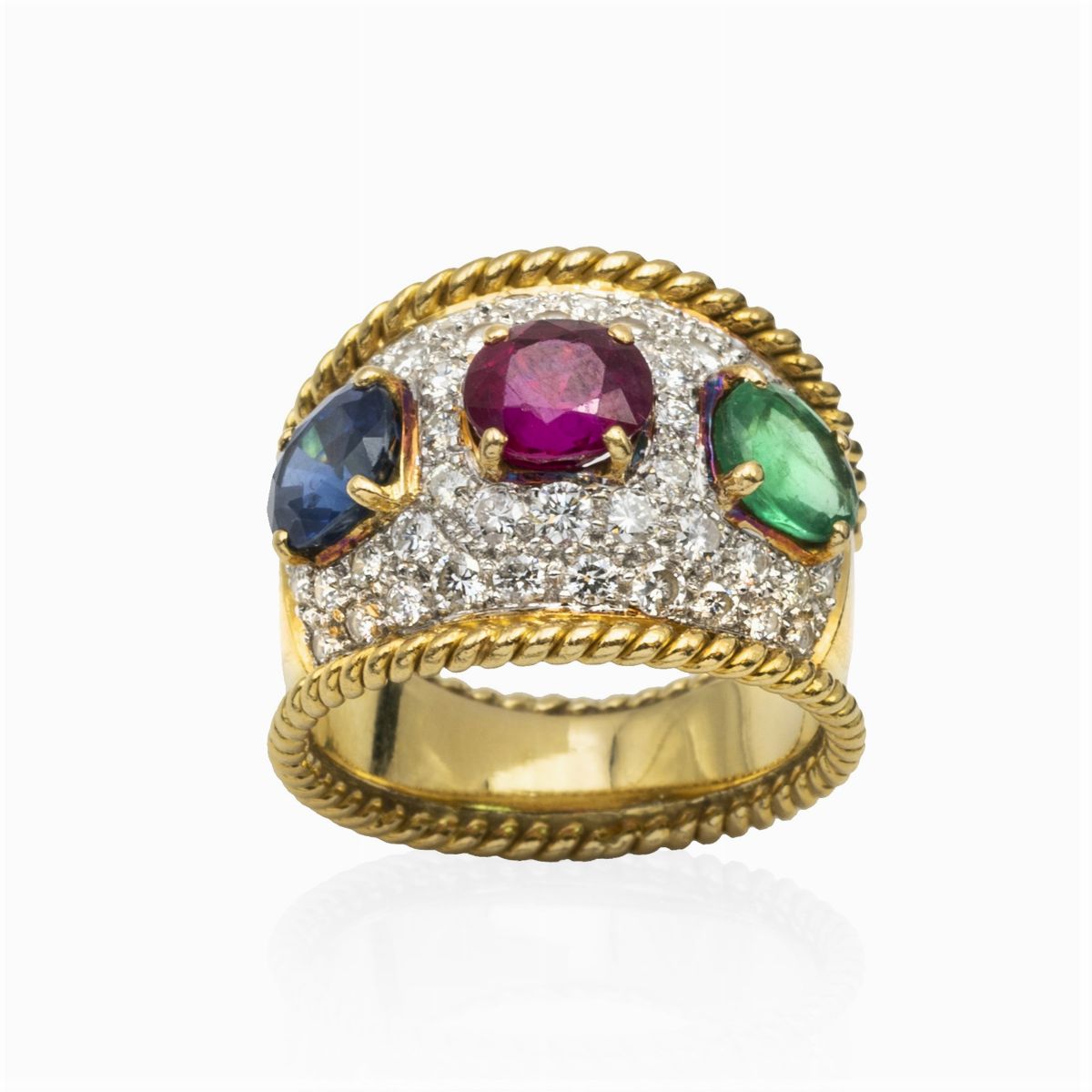 Anello a Fascia in Oro Giallo e Bianco 18kt
