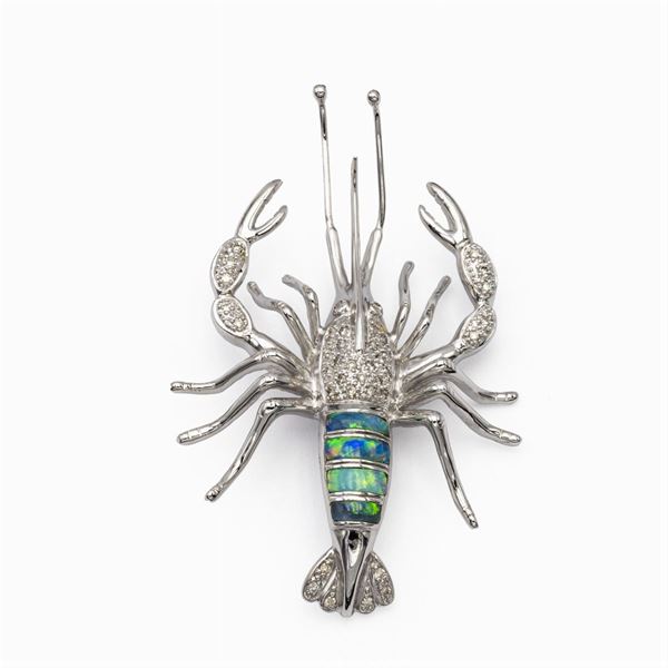 18kt white gold lobster shaped brooch  - Auction Fine Jewels Watches Fashion Vintage - Colasanti Casa d'Aste