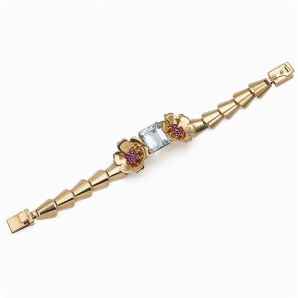 Tiffany & Co. 14kt yellow gold bracelet with aquamarine