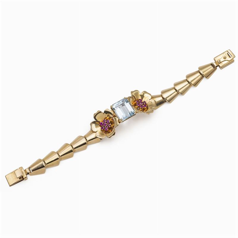 Tiffany & Co. Bracciale in Oro Giallo 14kt con Acquamarina
