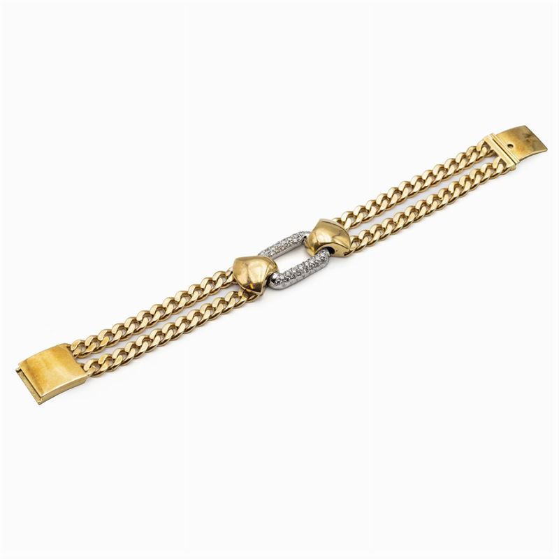 Bracciale a Doppia Maglia Groumette in Oro Giallo 18kt