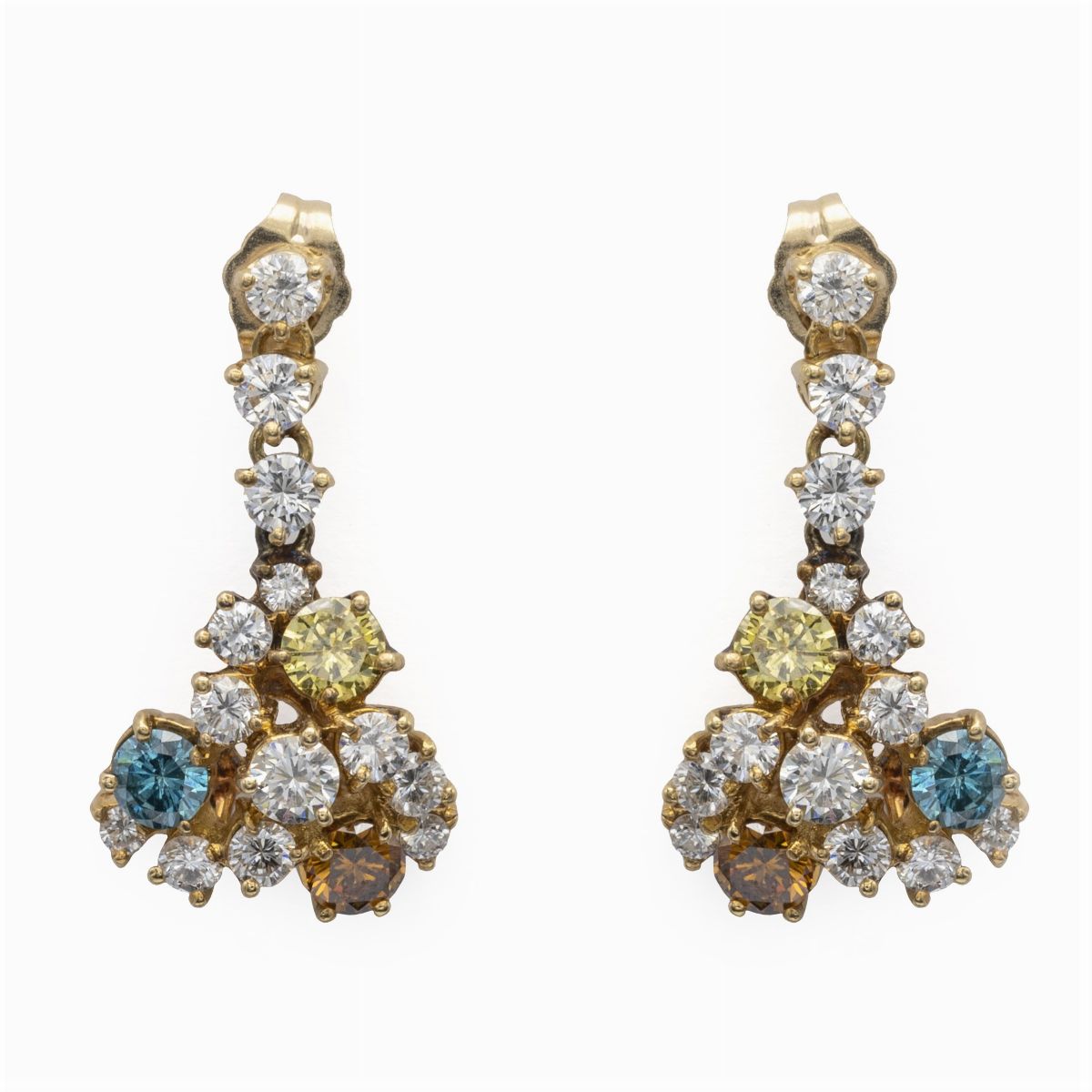 Parure in Oro Giallo 18kt e Diamanti Bianchi e Fancy Color