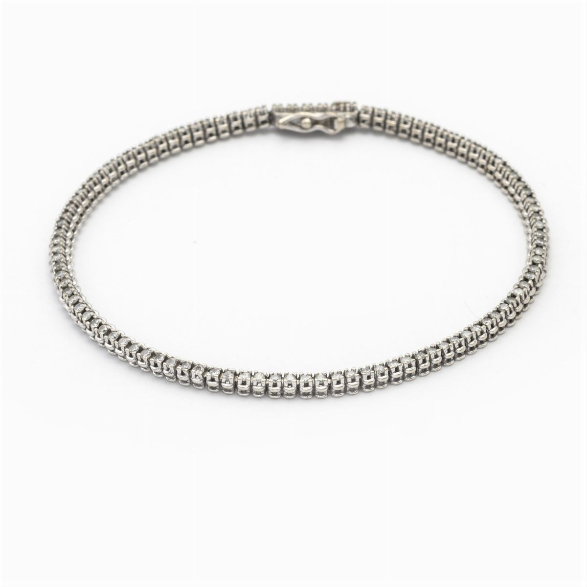 Bracciale Tennis in Oro Bianco 14kt e Diamanti