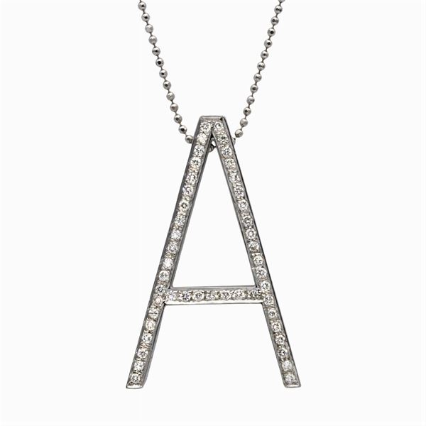 18kt white gold and diamonds Love pendant