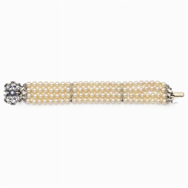 Bracciale a quattro fili di perle coltivate