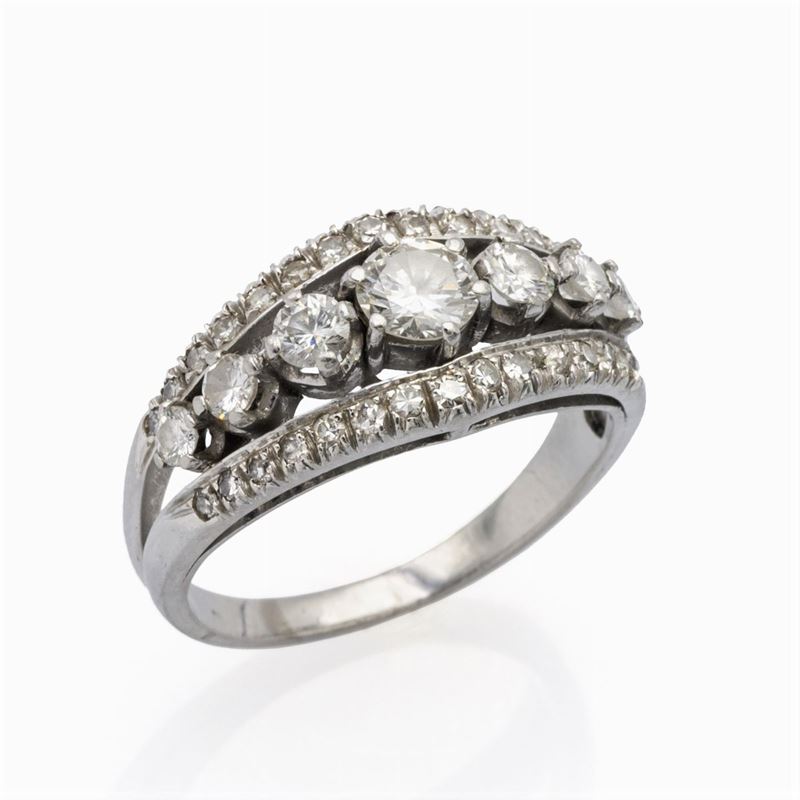 Anello Riviere in Oro Bianco 18kt e Diamanti
