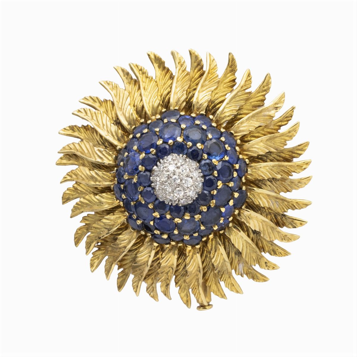 Parure a Motivo Floreale in Oro Giallo 18kt Zaffiri e Diamanti